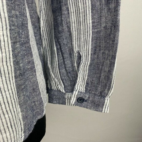 Old Navy Women's Linen Blend Striped Split Neck Top - Picture 6 of 12